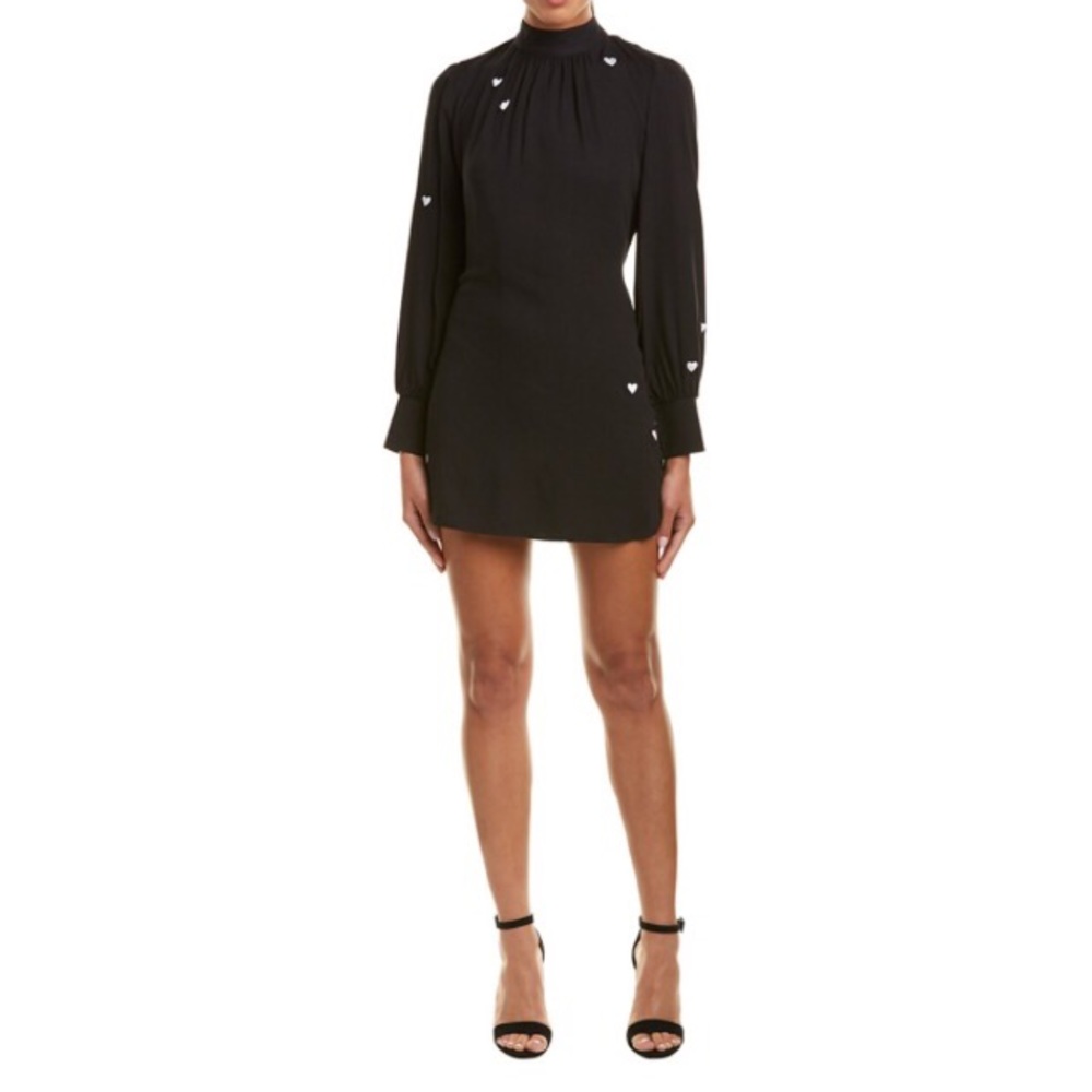 Wildfox Black dress w/embroidered hearts